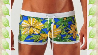GERONIMO Mens Swimming Flowered Trunks Swim Boxer Suit  Swimwear Flowers design LARGE