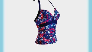 Zoggs Women's Eden Tankini Top Swimming Costume - Navy/Pink 34D