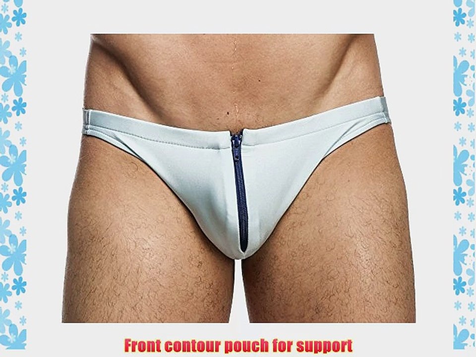Men's Sexy Contour Pouch Front Zip Bikini Swimsuit by Gary Majdell Sport Baby Blue Large
