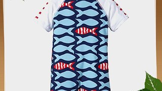 Snapper Rock  Stripe Fish Baby/Boys Sunsuits Short Sleeve - White/Blue/Red 0-0.5 Years