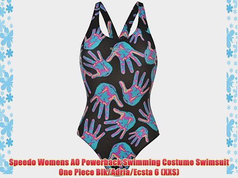 Speedo Womens AO Powerback Swimming Costume Swimsuit One Piece Blk/Adria/Ecsta 6 (XXS)