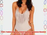 A168? Padded One Piece Fringed Swimsuit Swimwear Monokini (UK 12/14 - (EU 40/42) Nude)