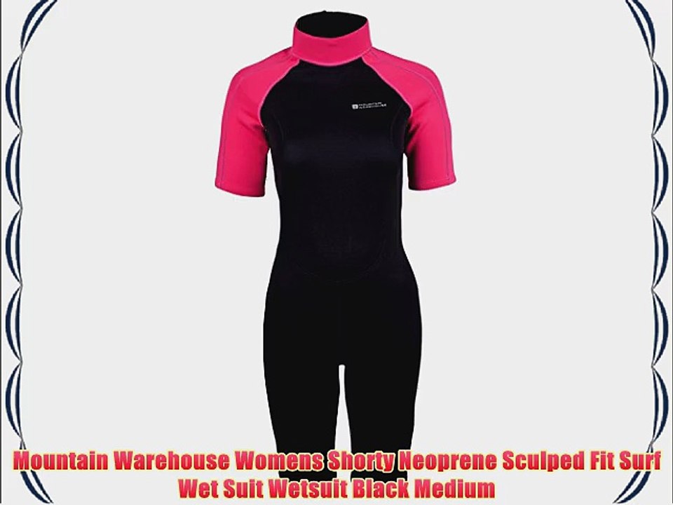 Mountain Warehouse Womens Shorty Neoprene Sculped Fit Surf Wet Suit Wetsuit Black Medium