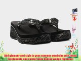 Dunlop Croc Texture Wedge Black Womens Wedge Flip Flops Size UK 6
