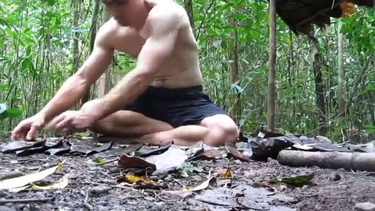 Building a primitive wattle and daub hut from s...