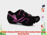 Muddyfox Womens MTB100 Cycle Shoes Cycling Trainers Velcro Black/Pink UK 6