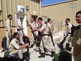 Israeli soldiers together jump shuffle