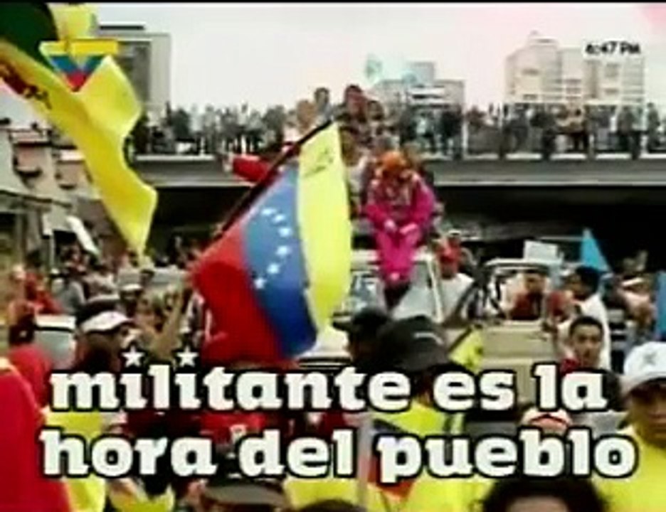 HIMNO DEL PSUV- El PSUV unido con pasion -Retoma el sueño del Libertador -y lo encarna, alza su vista -Va construyendo la patria socialista -Militante es la hora del pueblo