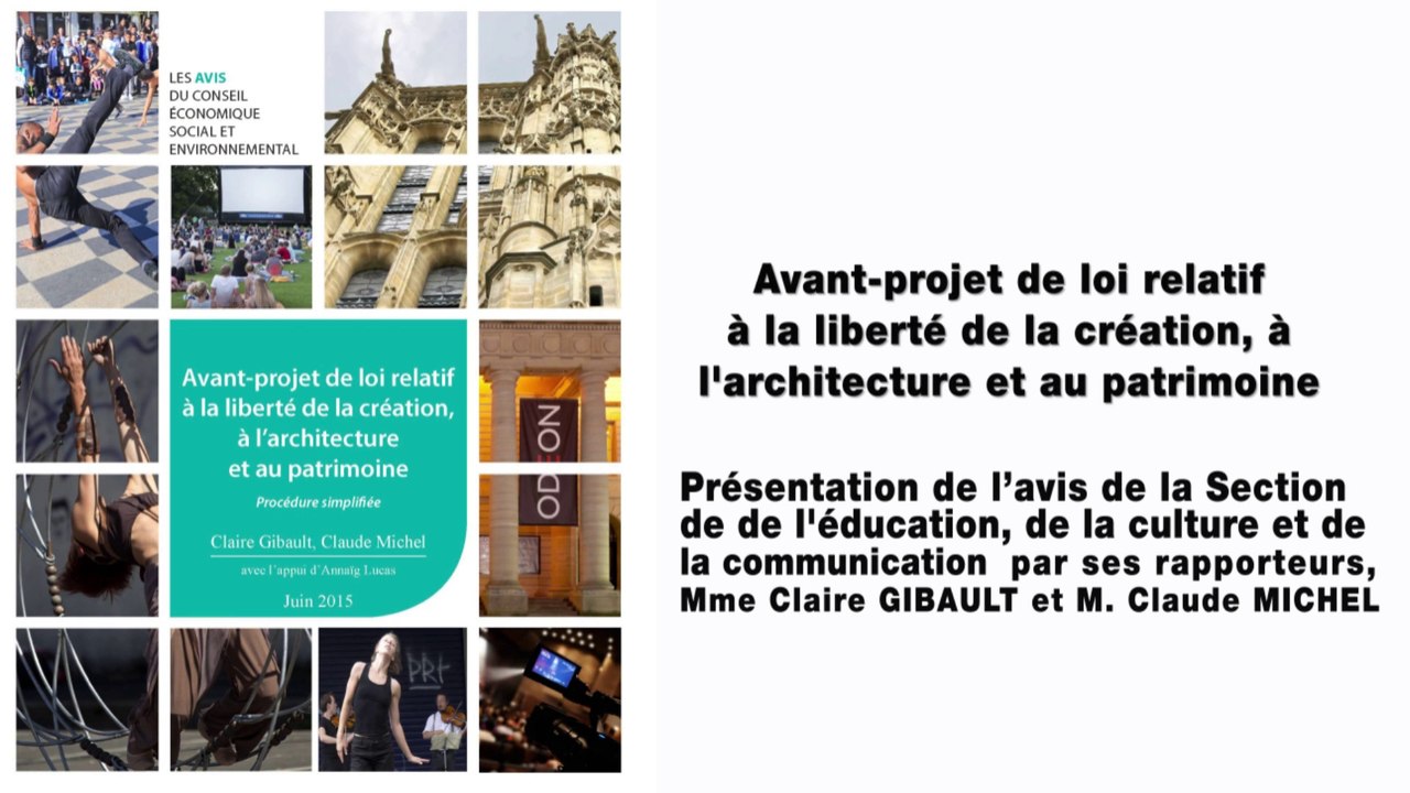 Avant-projet de loi relatif à la liberté de la création, à l'architecture et au patrimoine - cese