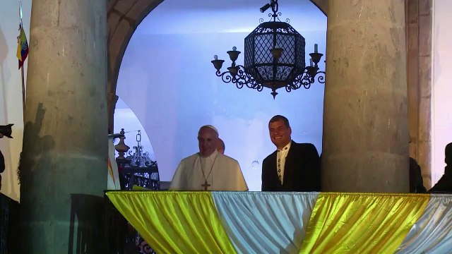 Pope visits cathedral in Ecuadoran capital Quito