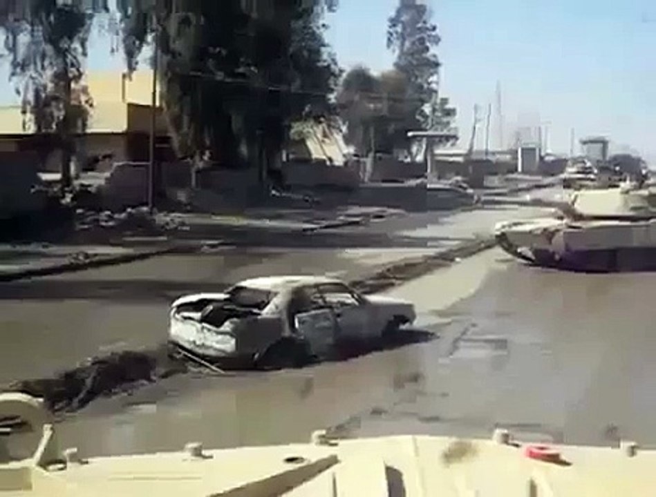 M1A2 Tank Running over IED Car Bomb in Iraq