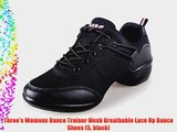 Three's Womens Dance Trainer Mesh Breathable Lace Up Dance Shoes (5 black)