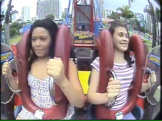 Girl gets extremely scared on the Sling Shot
