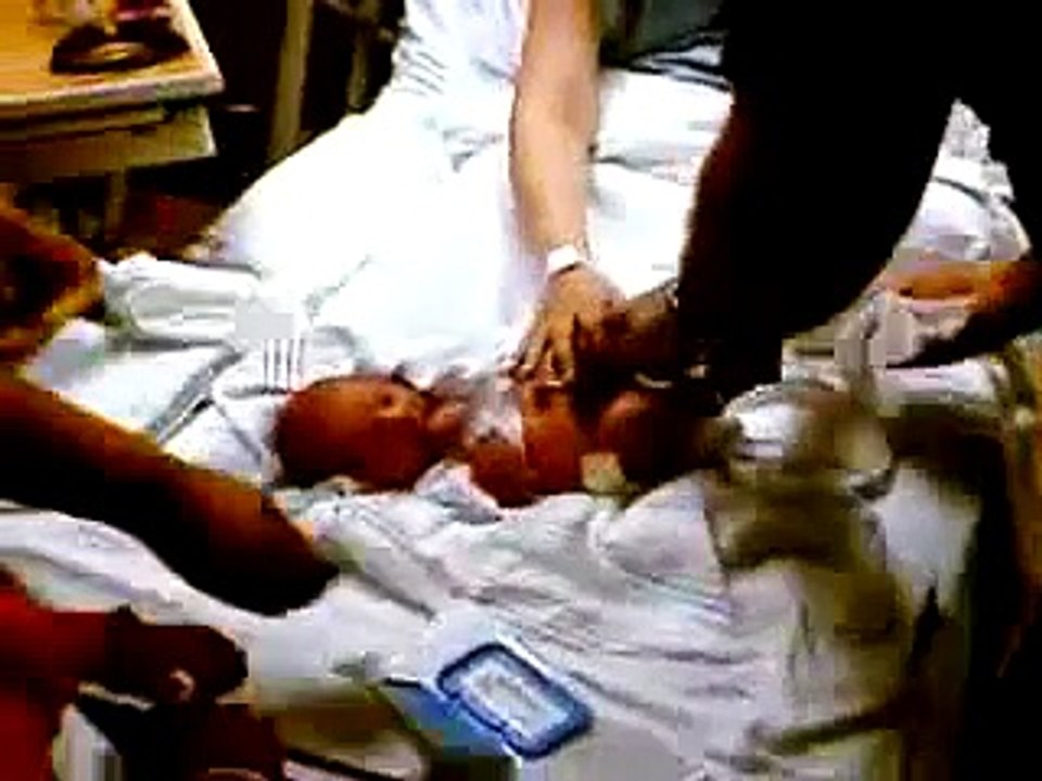 Dad's first ever diaper change.