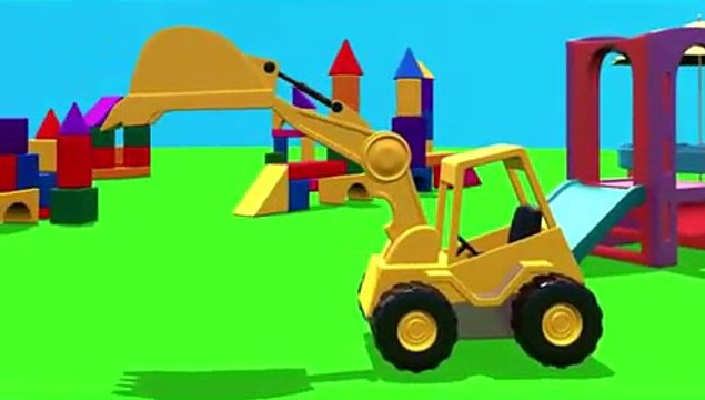 Kid's Construction Toys & Trucks! Learn 3d Shapes English Demo Song & Game! ABC