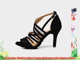 Minitoo QJ7036 Women's Fashion Strappy Black Suede Ballroom Latin Tango Dance Shoes 3 M UK