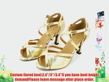 Abby Q-6028 Womens Latin Ballroom Tango Cha-cha Custom Heel Dance Shoes Gold UK Size3