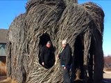 Fat Man Gets Electrocuted in Straw Hut