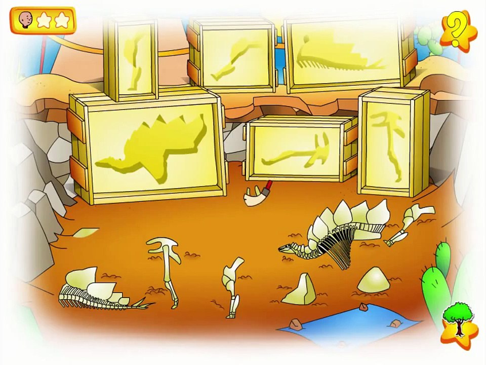 Caillou Dinosaur Digging Cartoon Animation PBS Kids Game Play Walkthrough