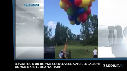 Un homme vole accroché à des ballons comme dans le film "Là-Haut"…et finit en prison