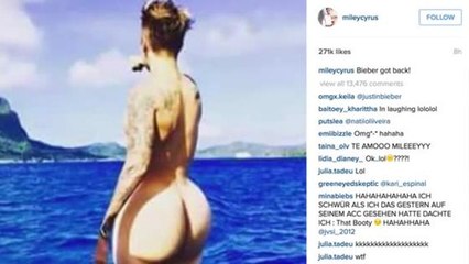 Miley Cyrus Makes Bieber Butt of Joke