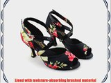 Abby Q-6123 Womens Latin Tango Cha-cha Ballroom Party 3 Flared Heel Dance Shoes Black UK Size5