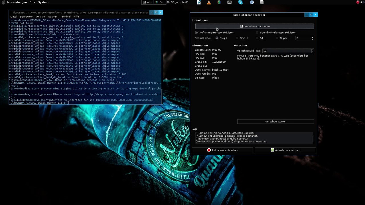 Arch Linux : Black Mirror 3 [mesa 10.6.1 + wine-staging-compat 1.7.45 (pipelight repo)]