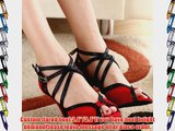 Abby Q-6132 Womens Latin Tango Cha-cha Ballroom 2.4/3.4 Custom Heel Dance Shoes Red UK Size7
