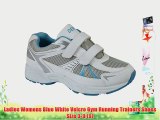 Ladies Womens Blue White Velcro Gym Running Trainers Shoes Size 3-9 (9)