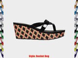 Rocket Dog AMAZON PB - Delfina - Wedge Platform Flip Flop Sandals - Patent Black Tumbler Tan