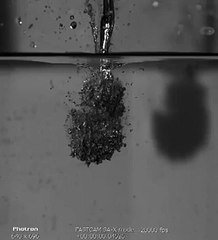 Super Slow Motion from liquid lead in water