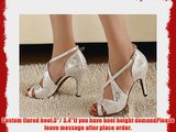 Abby Q-6126 Womens Latin Tango Cha-cha Ballroom 3/3.4''Custom Heel Dance Shoes Silvery UK Size4