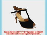 Abby Q-6125 Womens Latin Tango Cha-cha Ballroom 2.4/ 3/3.4'' Custom Heel Dance Shoes Black