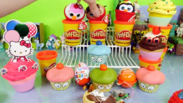 Play Doh Surprise Cupcake Desserts Toys Kinder Joy Eggs DCTC Playdough Videos For Children