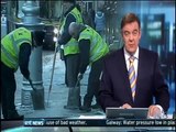 Guy falling on Snow / Ice in Dublin, RTE Six one report w/ Slow mo replay