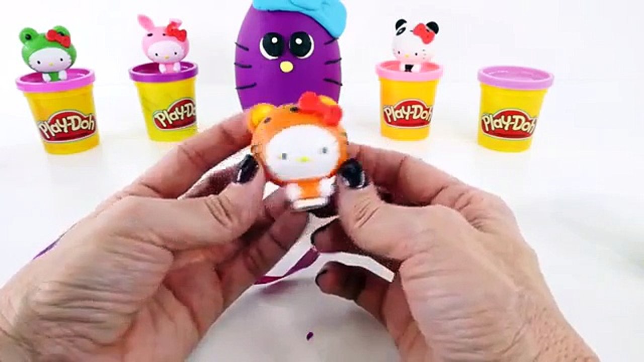 BIG Play Doh Surprise Eggs Hello Kitty Fashems Shopkins Looking HelloKitty Playdough Egg by DCTC