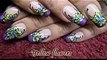 Yellow flowers on a purple french nailart