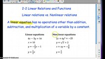 2-2 Linear Relations and Functions