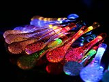Check M&T TECH 20 LED Icicle Lights Solar Powered Raindrop String Fairy Lights for Out Top