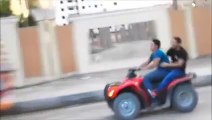 Quad rider hits massive truck while wheeling trick - Hilarious FAIL