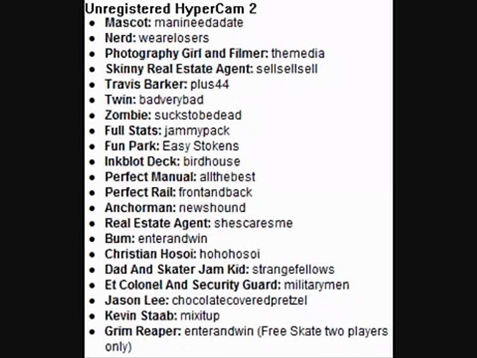 Tony Hawk's Project 8 cheats