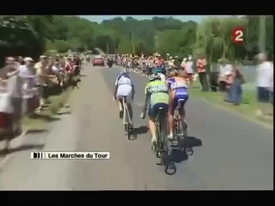 Pires accidents : Chute de Sandy Casar avec un chien TDF 2007