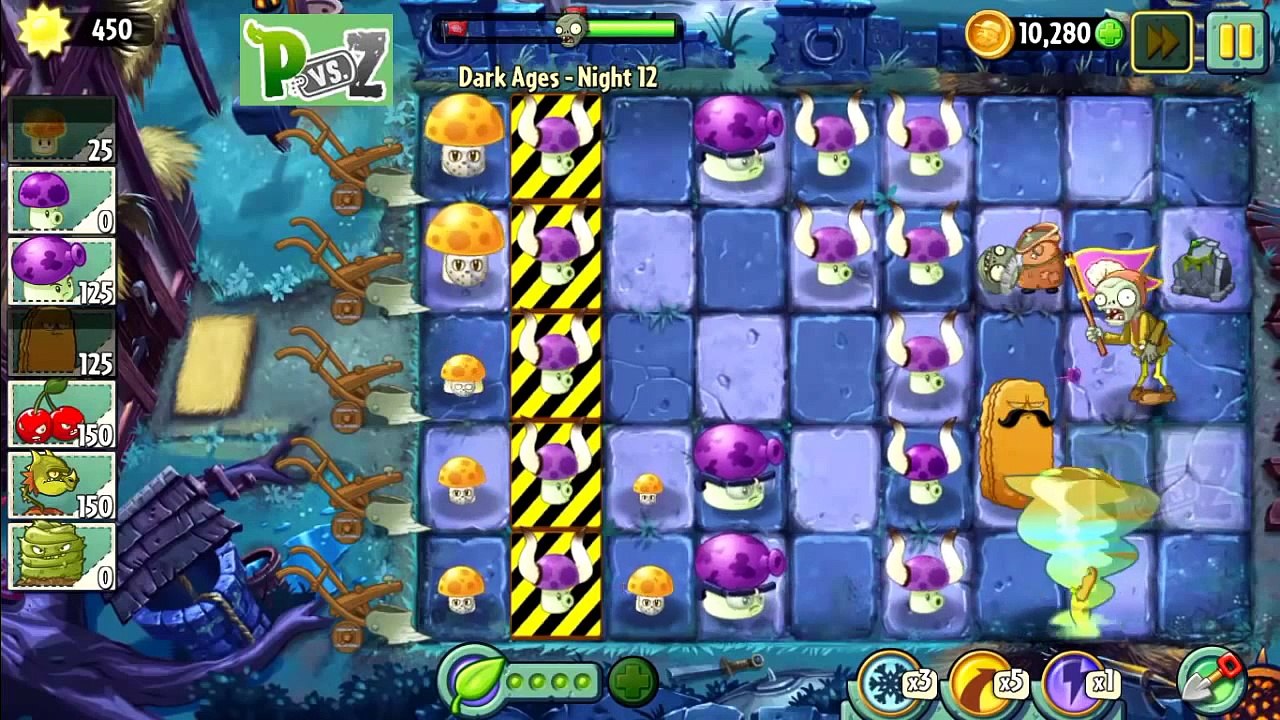 Dark Ages Part 2 - Night 12 -Keep Puff-Shrooms Alive- Plants vs Zombies 2