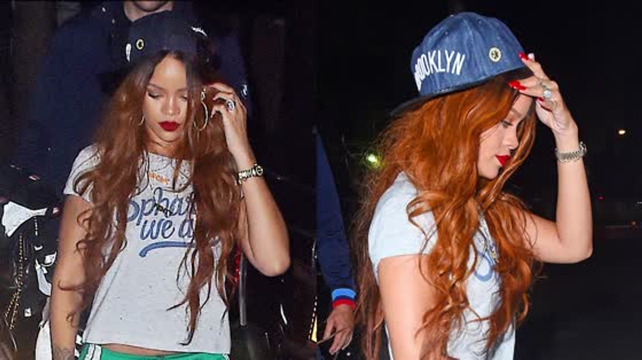 Rihanna bei einem nächtlichen Studiobesuch