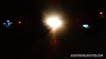 Passenger Train arrives in Hua Hin Railway Station at Night