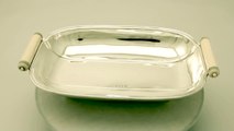 Sterling Silver Fruit / Bread Dish -- Art Deco Style - Antique George V - AC Silver (A2517)