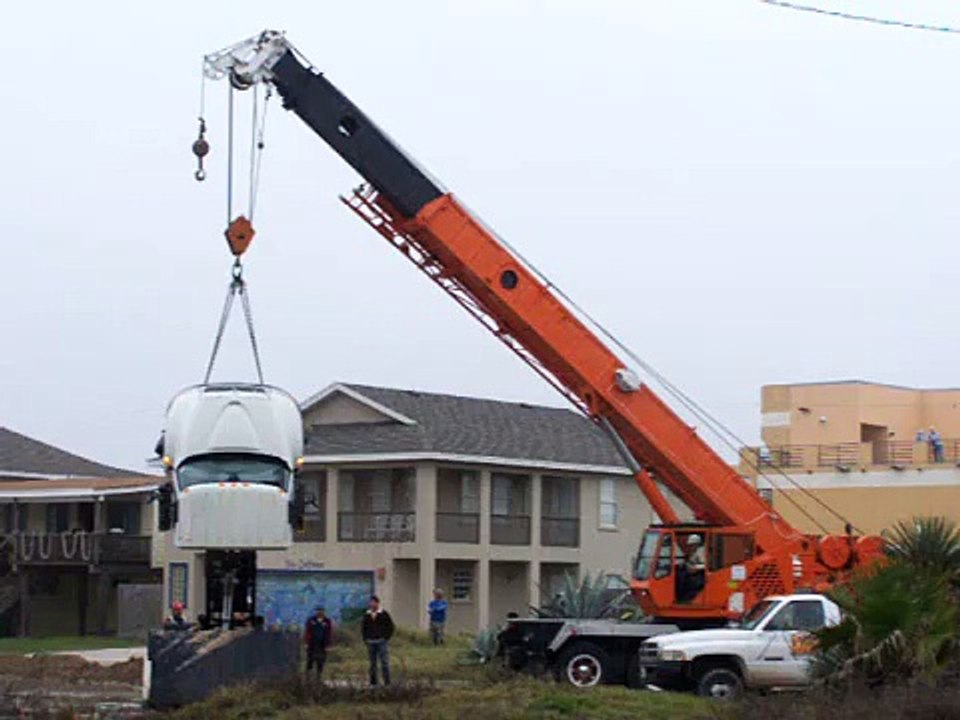 Dump truck sinks on South Padre Island