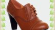 Womens Lace Up Brouge Shoes Ladies Medium Heel Round Toe