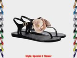 Mel Womens Special 2 Flower Flat Summer Jelly Sandal - Black Flower Pink Flower UK3 - EU36