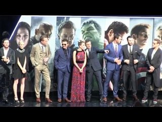 Cast of 'The Avengers: Age Of Ultron' On The Stage At The European Premiere